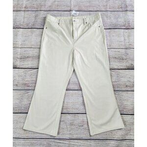 American Eagle Faux Leather Pants Size 18 Kick Boot Crop Ivory Cream Stretch